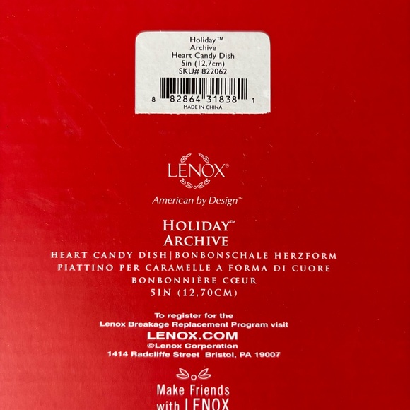 LENOX HOLIDAY ARCHIVE HEART CANDY DISH 5" NEW - Picture 3 of 6